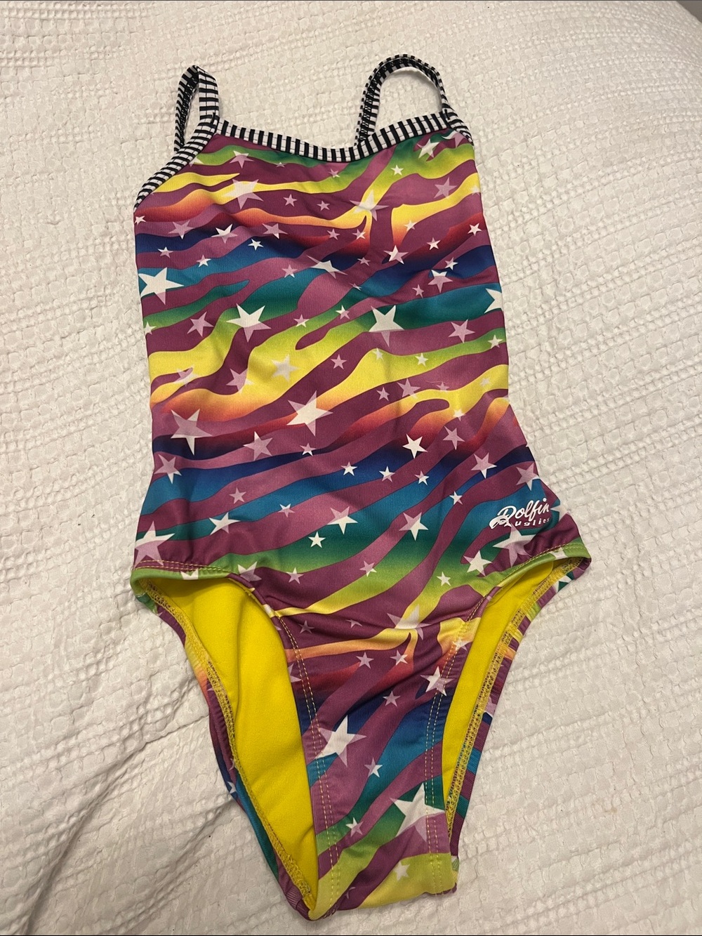 Dolfin Uglies Stars Multicolor Girls' One-Piece Swimsuit - Yellow Lined